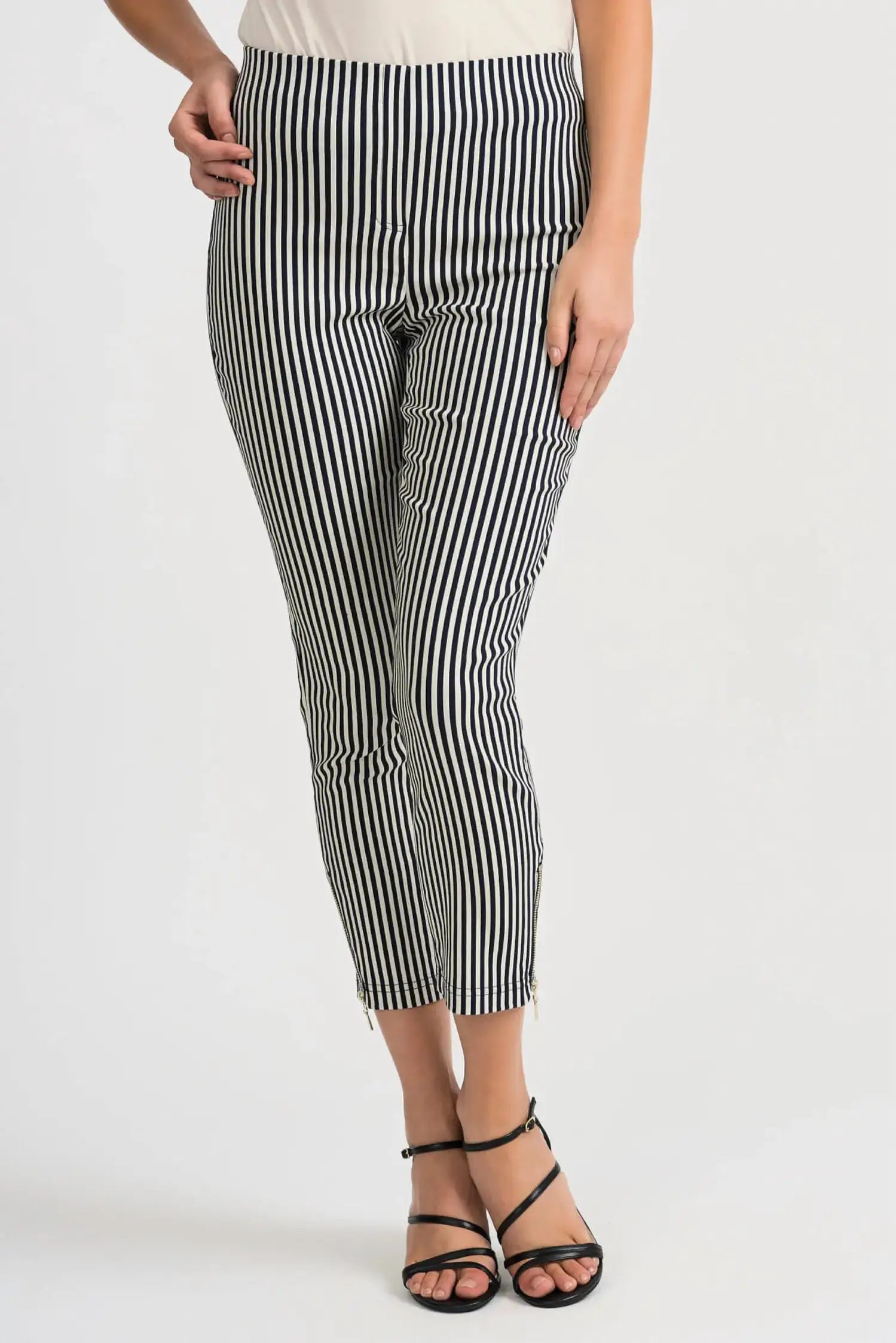 Designer Wear On Sale Cropped Stripe Pant In Ivory/navy