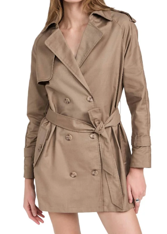 Style Versatile Women's Collection Trencherous Mini Coat In Beige