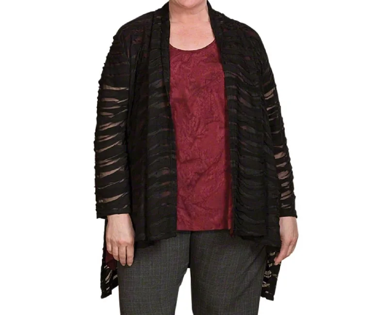 New Styles Just In Textured Shawl Collar Jacki Wave Jacket - Plus Size In Black