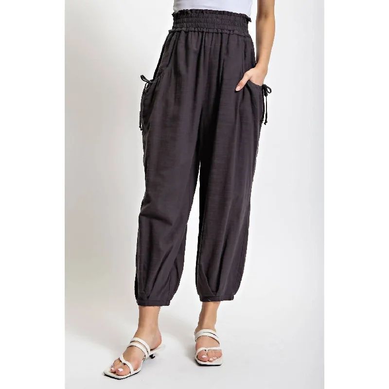 Fashion Frontiers Ramona Cotton Pants With Side Pockets In Gray