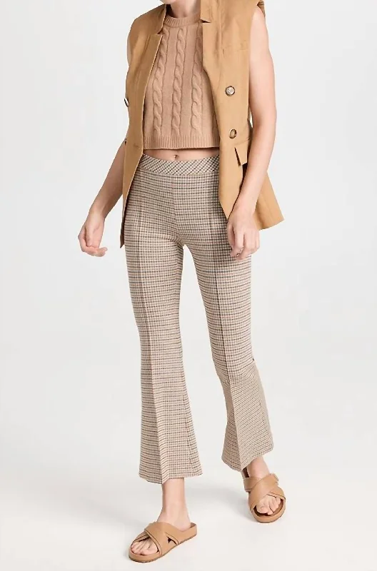 Boutique Styles Pull On Cropped Flare Pants In Multi Brown