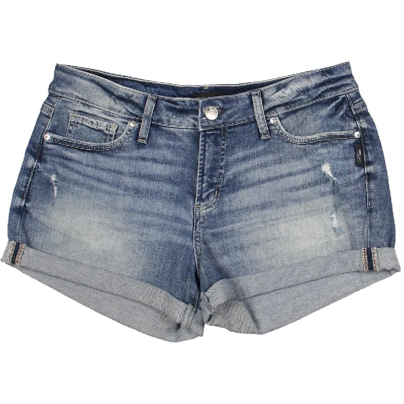 Minimalist Office - Ready Style Womens Distressed Mid Rise Denim Shorts