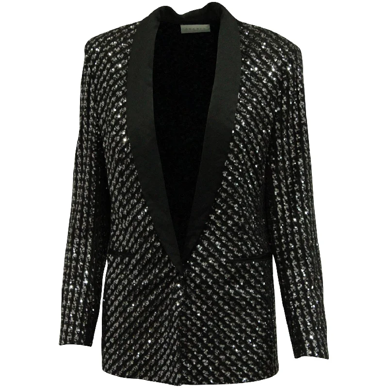 Unleash Your Style Sandro Paris Sequined Tailored Blazer in Black Polyester