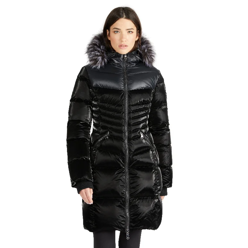 Elegant Style Pajar Women’s Faye Quilted Puffer with Fixed Hood and Detachable Hood and Faux Fur Trim