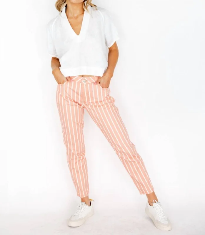 Limited Time Deal Summer Pants In Pink Salmon Striped