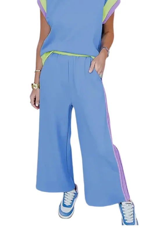 Daily Deals Sporty Scuba Pants In Pale Blue