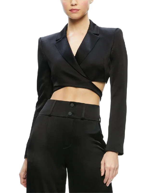 Holiday Glam alice + olivia Leone Cropped Cutaway Wrap Blazer