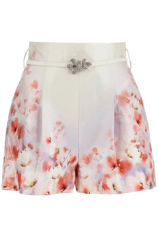 Exclusive Discount Zimmermann Women's  Low-Waist Floral Silk And Cotton Shorts