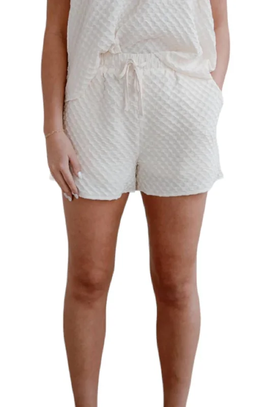 Don't Miss Out Checkered Tie Waist Shorts In Beige