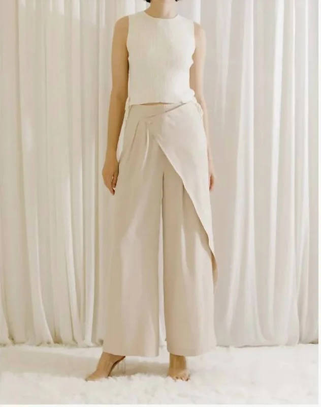 New In This Season Wrap Side Trousers In Monochromatic  White