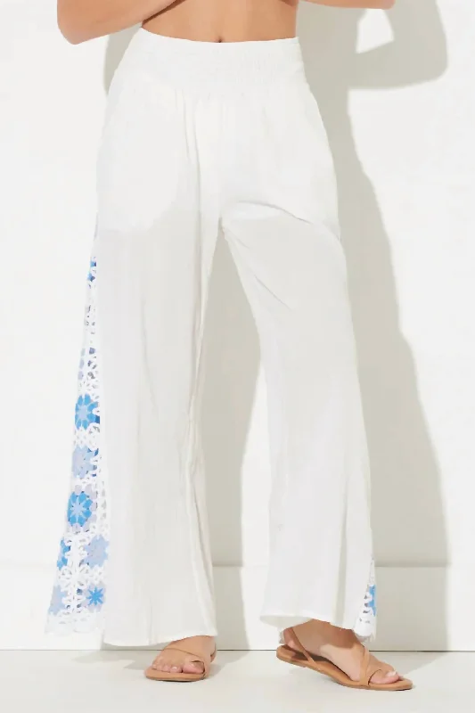 Trend Setting Threads Crochet Inset Pant In White