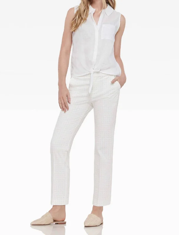 Imeless Style Warren Crop Pants In White Blocks