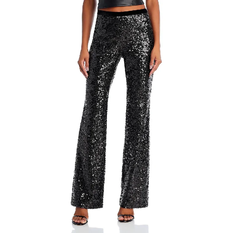 Style Upgrade Womens High Rise Sequined Straight Leg Pants