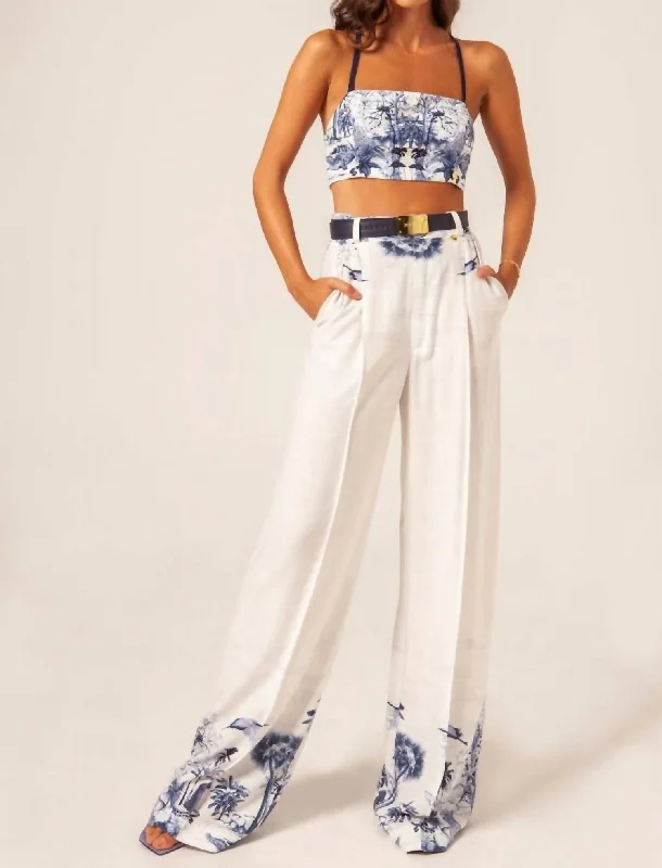 Casual Chic Savage Palazzo Pants In White/blue