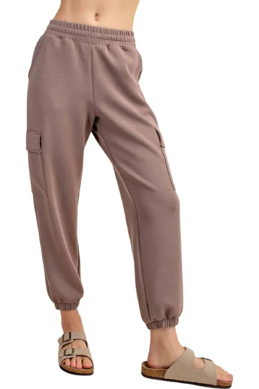 Hollywood Glam Award - Show Style Modal Cargo Jogger Pants In Mocha