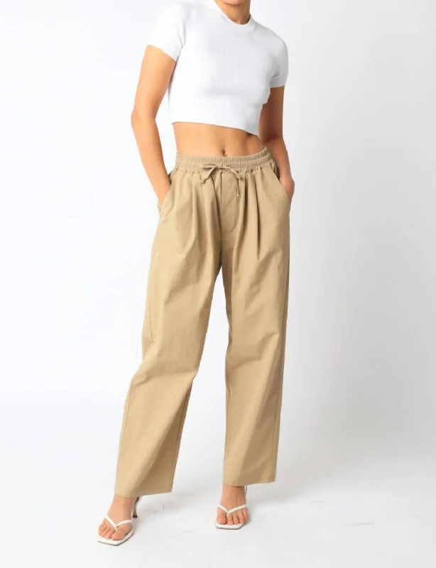 End Of Season Sale Twill Wide Leg Pants In Tan