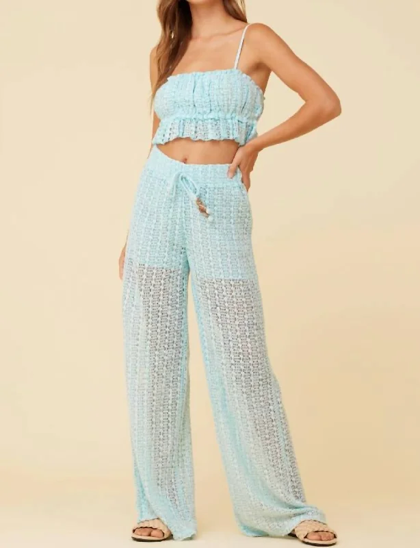 Trendy Women's Wear Crochet Pants In Blue