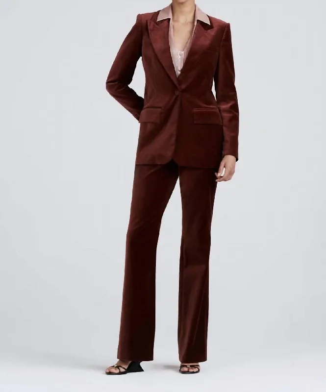 Comfort First Women's Fashion Balton Single Breasted Blazer In Mahogany