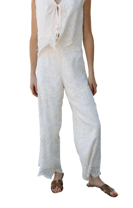 Clearance Event Embroidered Pants In White