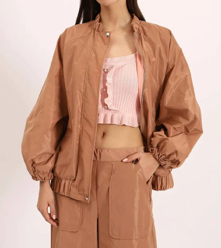 Trend Leading Collection Re-Nylon Blouson Jacket In Tan