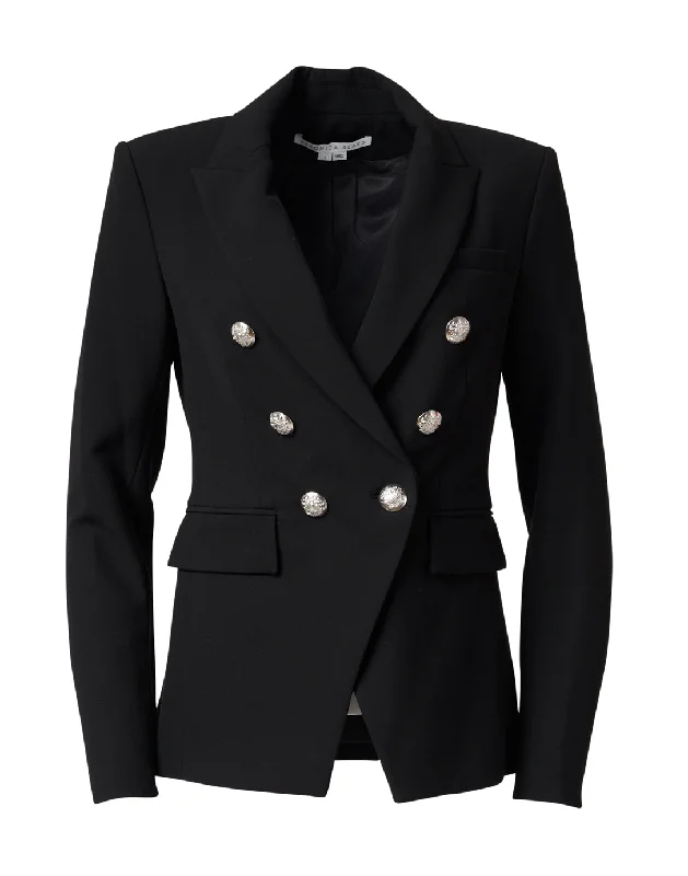 Trendsetter's Closet Veronica Beard Women's Millery Dickey Black Wool Lined Double Breasted Blazer