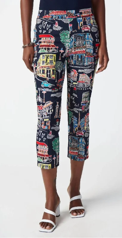 Fashion Essentials Paris Themed Pants In Multi