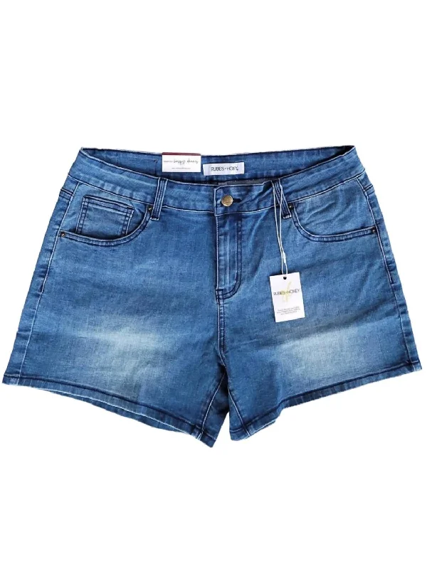 Summer Essentials Baseball Denim Shorts In Blue