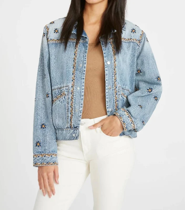 Comfort First Women's Wear Snap Denim Jacket In Vegas