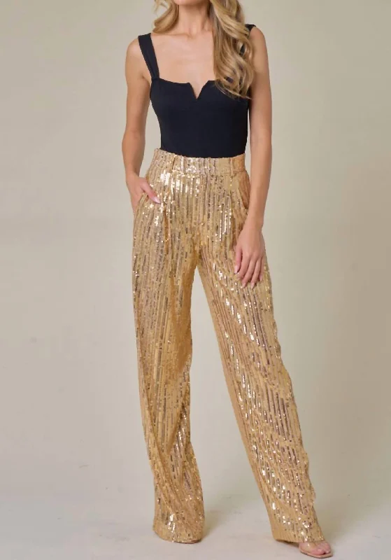 Chic Trends For The Fashion Savvy Sequins Wide Leg Pant In Gold