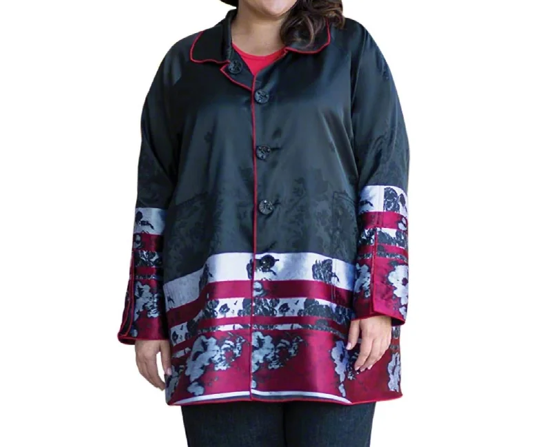 Limited Stock, Big Discounts Plus Size Reversible Raincoat In Black Poppy