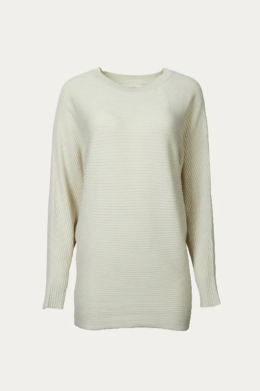 Holiday Sale Ribbed Cotton-Blend Oversized Sweater In Pale Beige