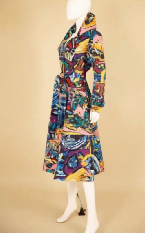 Trend Setting Threads Printed Coat In Multi