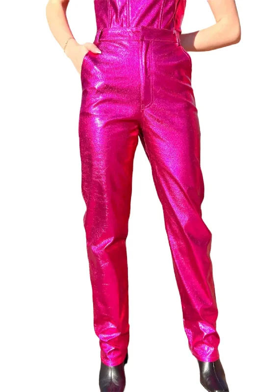 All Season Fashion Collection I'm The Moment Vegan Pants In Fuchsia