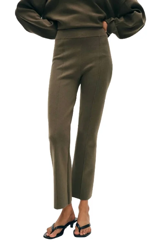 Budget Saver Organic Cotton Kick Flare Pants In Dark Sage