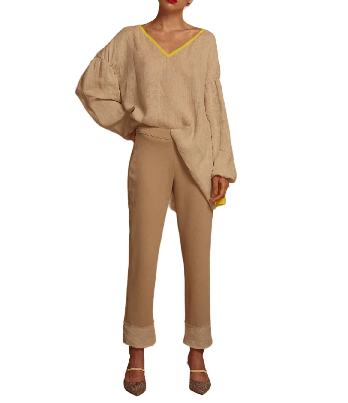 Gorgeous Glamour Collection Tanua Cropped Pant In Dune/sand