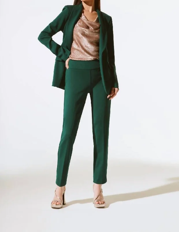 Tropical Island - Inspired Attire Scuba Crepe Straight Pants In Absolute Green