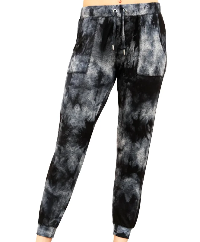 Chic Casual Style Marble Wash Joggers In Carbon