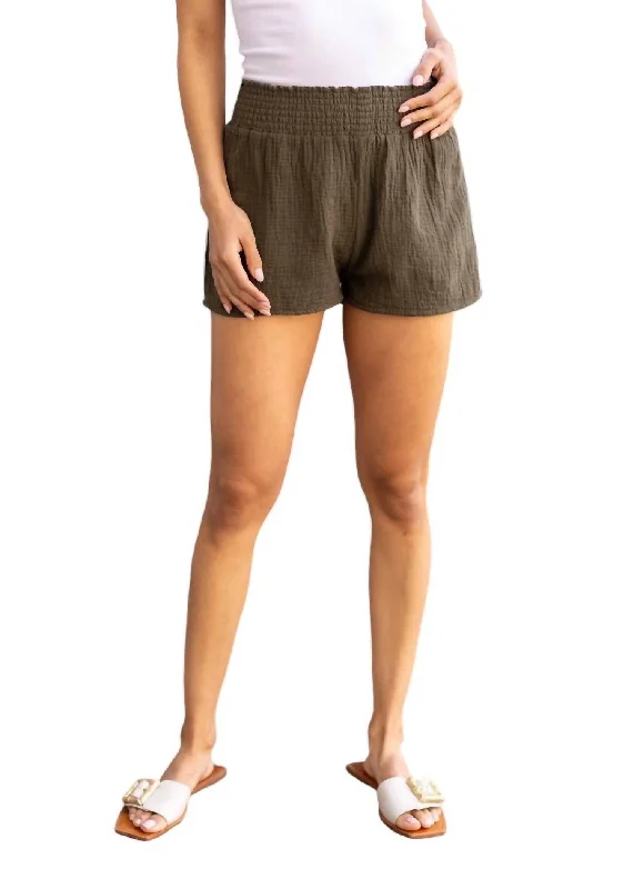 Style Versatile Women's Collection Smocked Waist Shorts In Troops