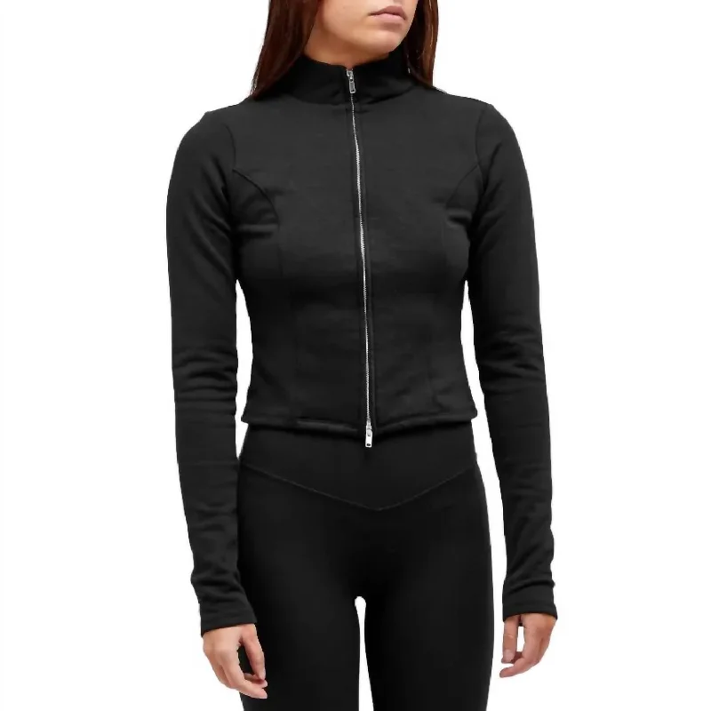 Final Sale Compression Terry Mock Jacket In Black