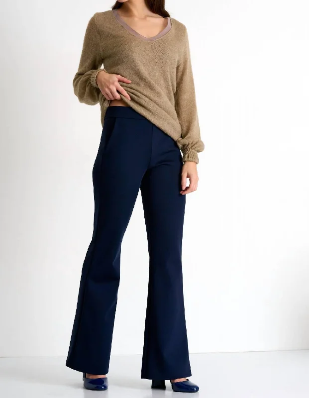 Romantic Date - Night Ensemble Sofia 3D Flared Pant In Navy