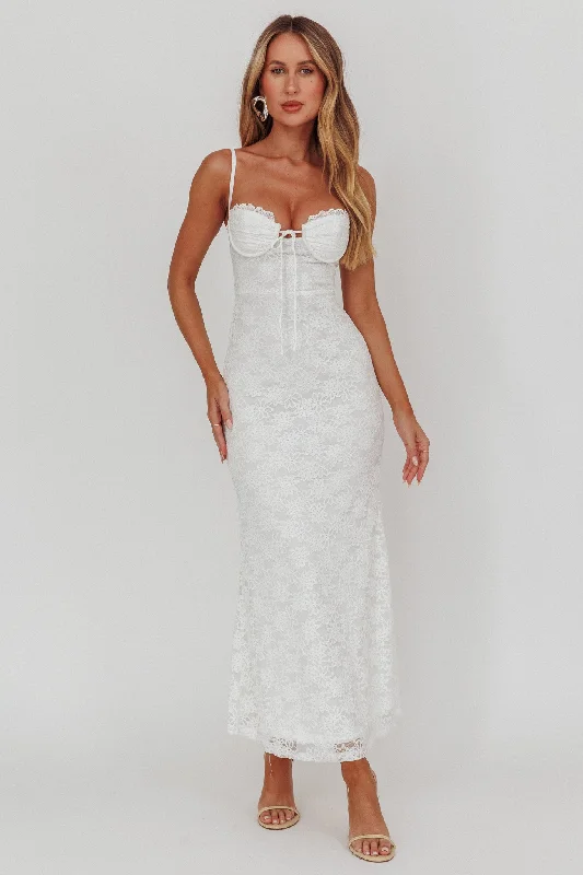 Fashion Essentials Passione Tied Bust Lace Maxi Dress White