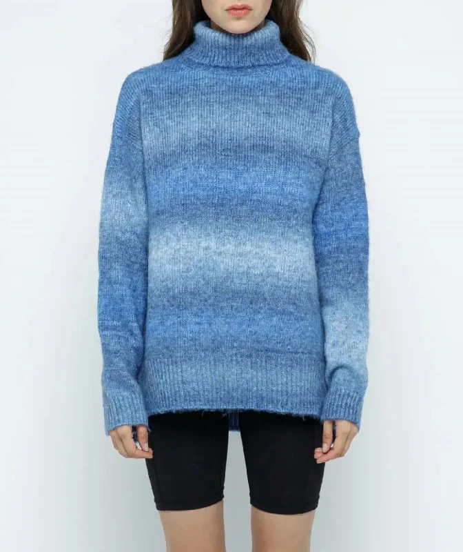 Limited Time Offer Ombré Turtleneck Sweater In Blue Mix