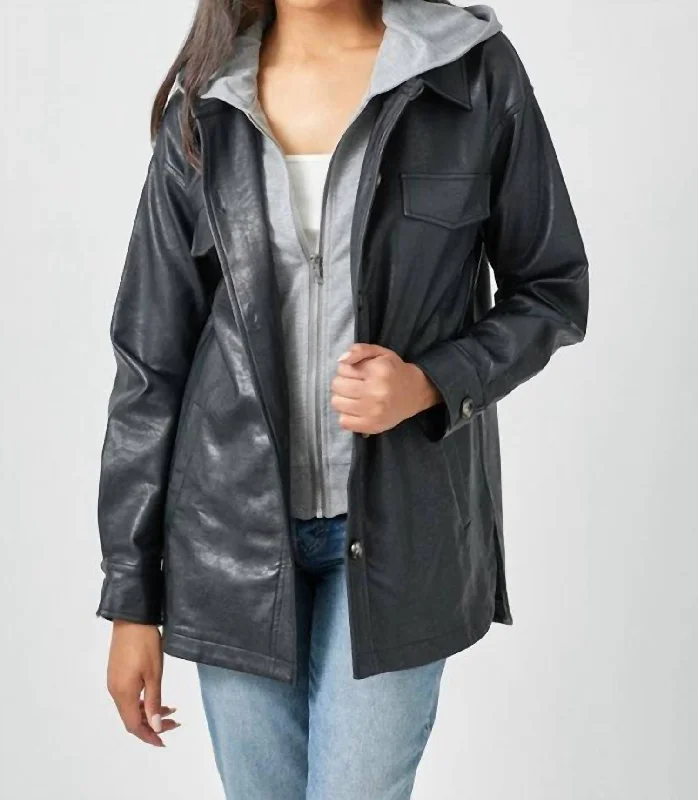 Flash Sale Starts Kailey Twofer Hooded Leather Jacket In Black