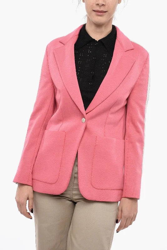 Snag Fabulous Fashion Bargains Palm Angels Half-Lined Track Blazer With Contrasting Blazer 42 Italian Size