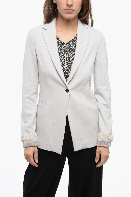 Special Offer For You Fabiana Filippi Blended Wool Blazer With Shimmer Ribbed Cuffs 38 Italian Size