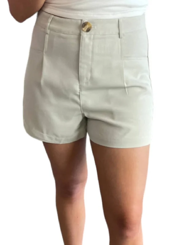 All Season Basics Discount Front Pleated Shorts In Natural