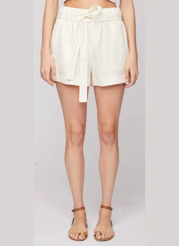 Must Haves Barrett Tie Waist Linen Shorts In Natural