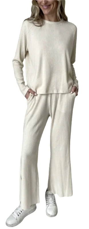 Effortless Chic Apparel Lazy Sunday Lounge Pants In Eggshell