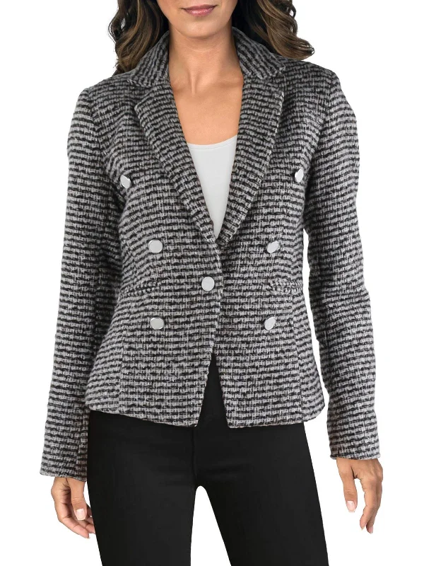 Fashion Forward Outfits Womens Tweed Notch Collar Double-Breasted Blazer