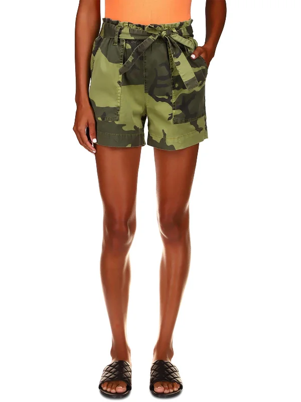 Exclusive Designer Collection Womens Camouflage Belted High-Waist Shorts